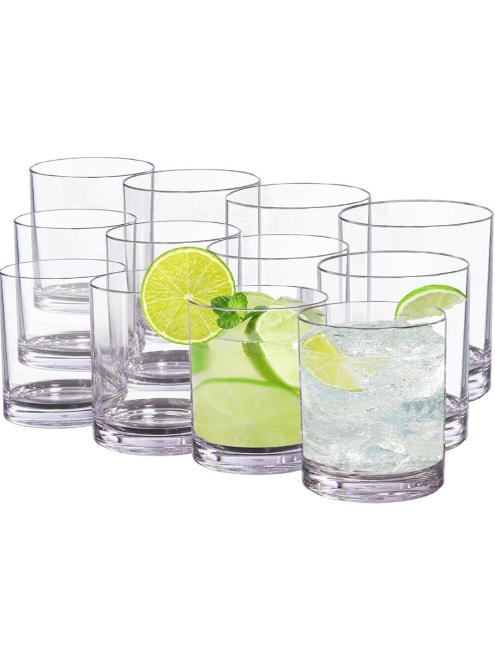 Set of 12 Unbreakable Acrylic Drinking Glasses - BPA-Free Tumblers for Home